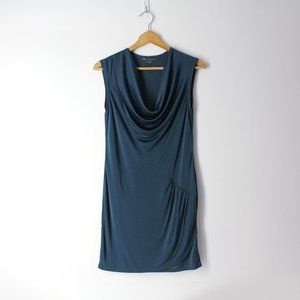 A/X Armani Exchange dress size S teal drape cowl neck ruched bodycon lined